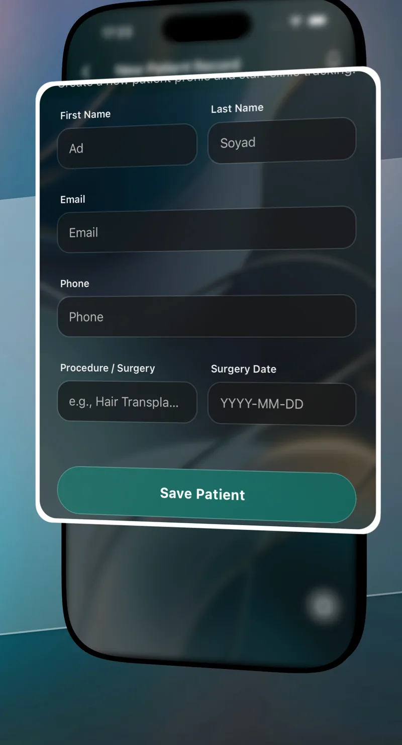 New patient registration form